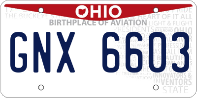OH license plate GNX6603
