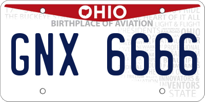 OH license plate GNX6666