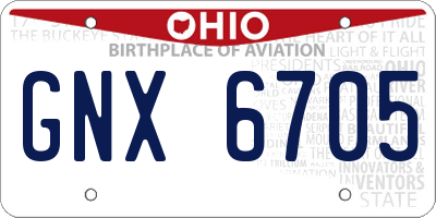 OH license plate GNX6705