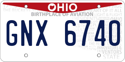 OH license plate GNX6740