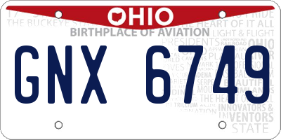 OH license plate GNX6749