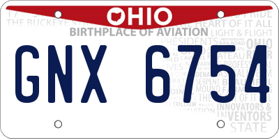 OH license plate GNX6754