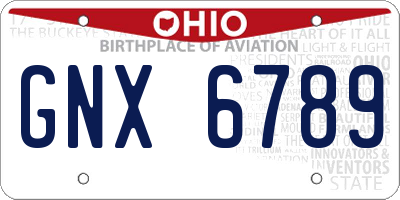 OH license plate GNX6789