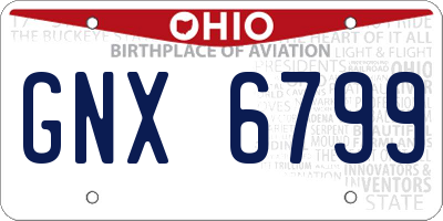 OH license plate GNX6799