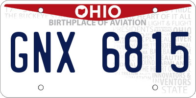 OH license plate GNX6815