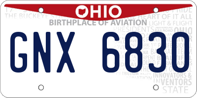 OH license plate GNX6830