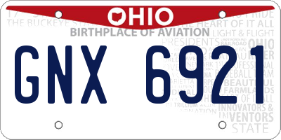 OH license plate GNX6921