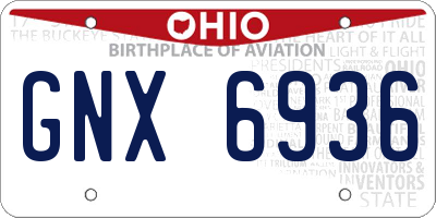 OH license plate GNX6936