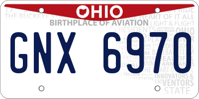 OH license plate GNX6970