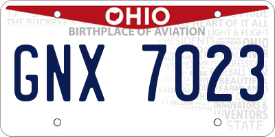 OH license plate GNX7023