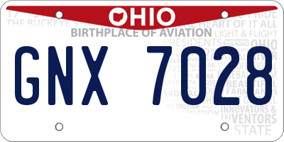OH license plate GNX7028