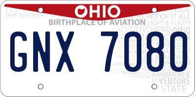 OH license plate GNX7080