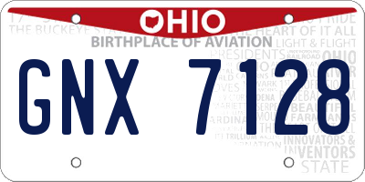 OH license plate GNX7128