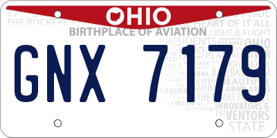 OH license plate GNX7179