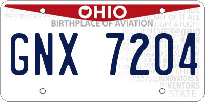 OH license plate GNX7204