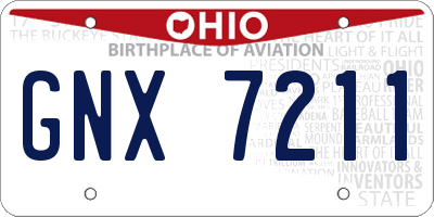 OH license plate GNX7211