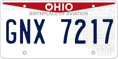 OH license plate GNX7217