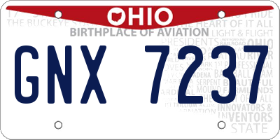 OH license plate GNX7237