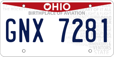 OH license plate GNX7281