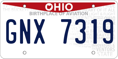 OH license plate GNX7319