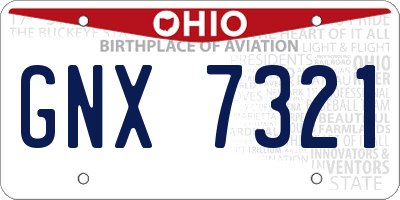 OH license plate GNX7321