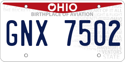 OH license plate GNX7502