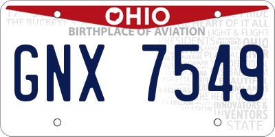 OH license plate GNX7549