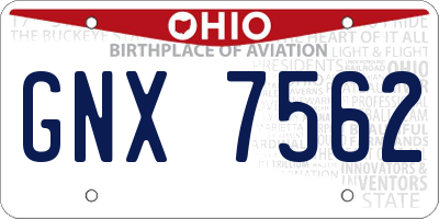 OH license plate GNX7562