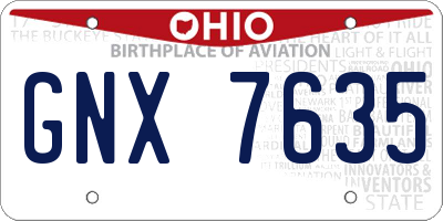 OH license plate GNX7635