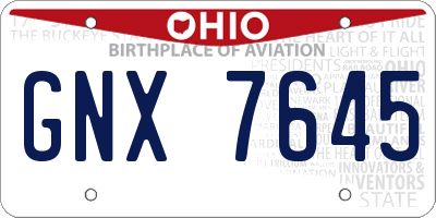 OH license plate GNX7645