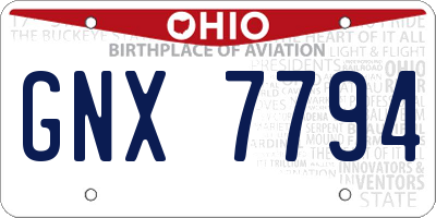 OH license plate GNX7794