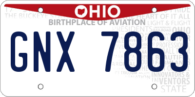 OH license plate GNX7863