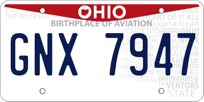 OH license plate GNX7947