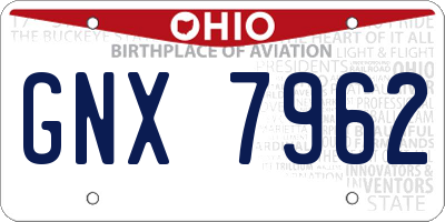 OH license plate GNX7962