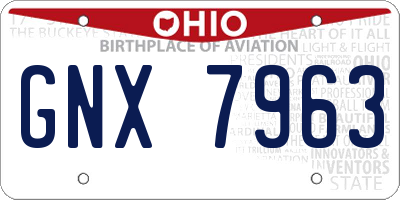 OH license plate GNX7963