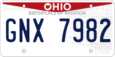 OH license plate GNX7982