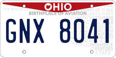 OH license plate GNX8041