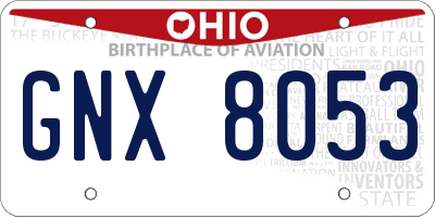 OH license plate GNX8053