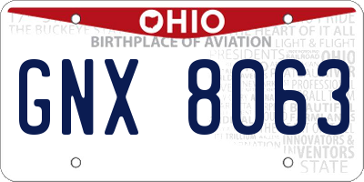 OH license plate GNX8063