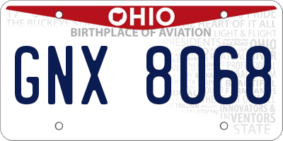 OH license plate GNX8068