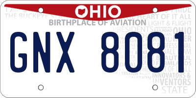 OH license plate GNX8081