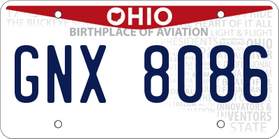 OH license plate GNX8086