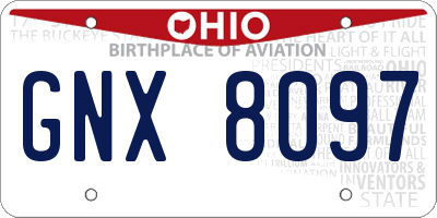 OH license plate GNX8097