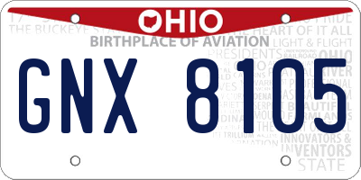 OH license plate GNX8105