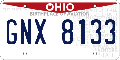 OH license plate GNX8133