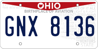 OH license plate GNX8136