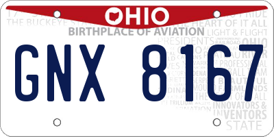 OH license plate GNX8167