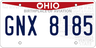 OH license plate GNX8185