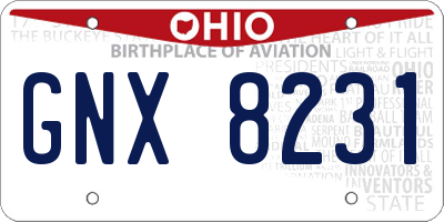 OH license plate GNX8231
