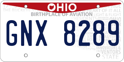 OH license plate GNX8289